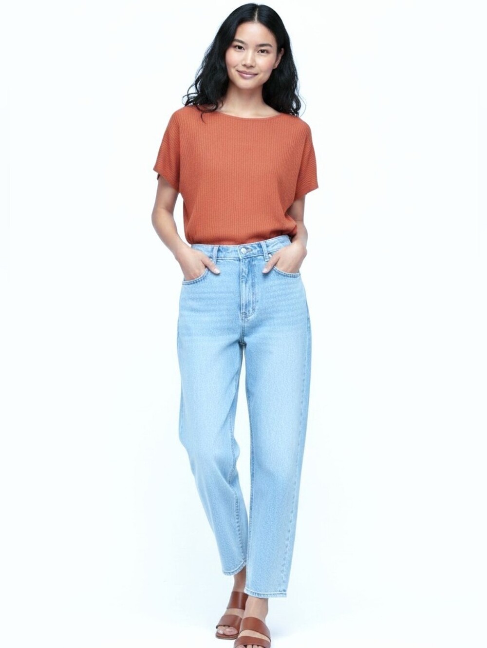 Uniqlo Lacy Boat Neck Short Sleeve Knit Top